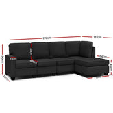 Artiss Modular Sofa Chaise Set 5-seater Dark Grey - Chez Guru